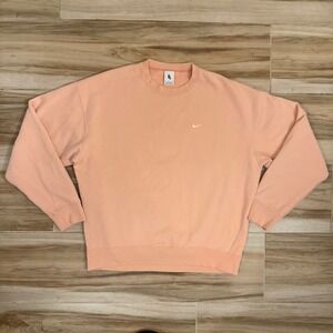 Nike Solo Swoosh Fleece Crewneck Sweatshirt Healing Orange Large CV0554-800